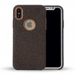 Wholesale iPhone X (Ten) Wool Style Armor Hybrid Case (Brown)